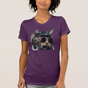 T-shirts Gatos Vestindo óculos de sol e saia de chapéu