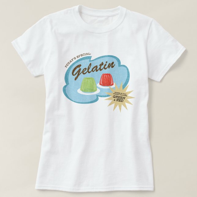 T-shirts Gelatina em 2 Yummy Flavors Engraçado Design (Frente do Design)