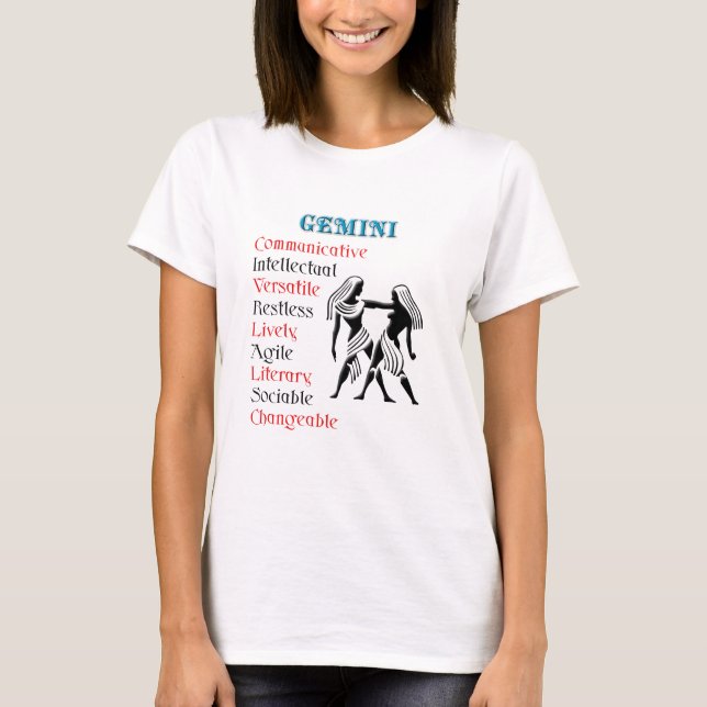 T-shirts Gemini Horoscope Sinal Zodiac (Frente)