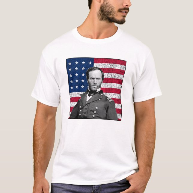 T-shirts General Sherman e a bandeira americana (Frente)
