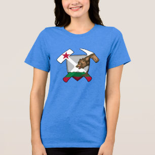 T-shirts Geólogo da Califórnia - Rock Hammer e Shield