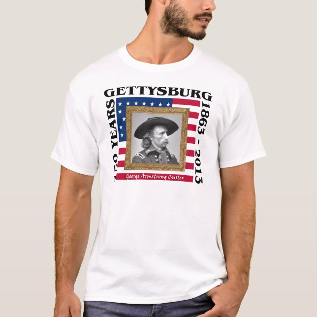 T-shirts George Custer - 150th aniversário Gettysburg (Frente)