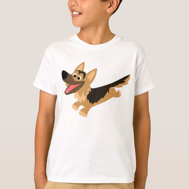 T-shirts German shepherd de Cartoon Feliz para Crianças T-S (Frente)