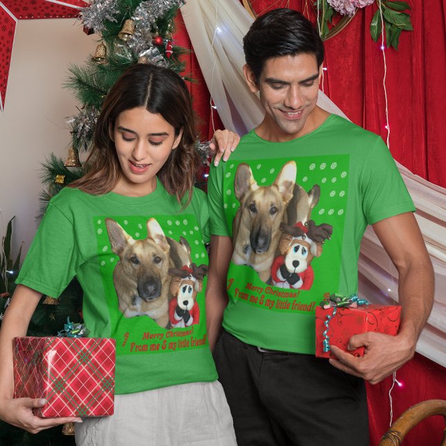 T-shirts German shepherd de Natal e Revista de Brinquedos U (Christmas German Shepherd & Toy Reindeer Unisex T-Shirt)