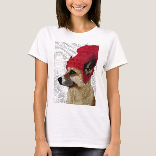 T-shirts German shepherd em Red Wooly Hat (Frente)