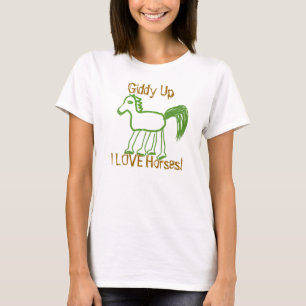 T-shirts Giddy Up Whimsical Eu Adoro Cavalos