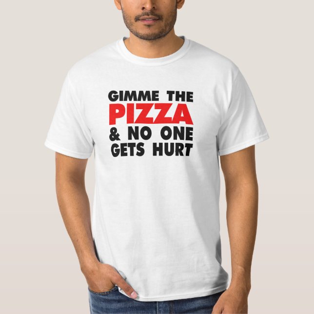 T-shirts Gimme a pizza e ninguém obtem dano - homens (Frente)