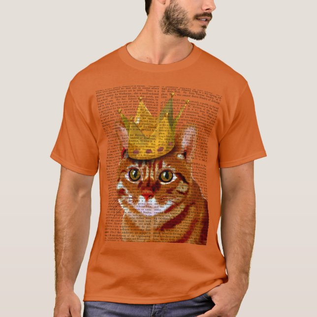 T-shirts Ginger Cat com Crown Portrai (Frente)