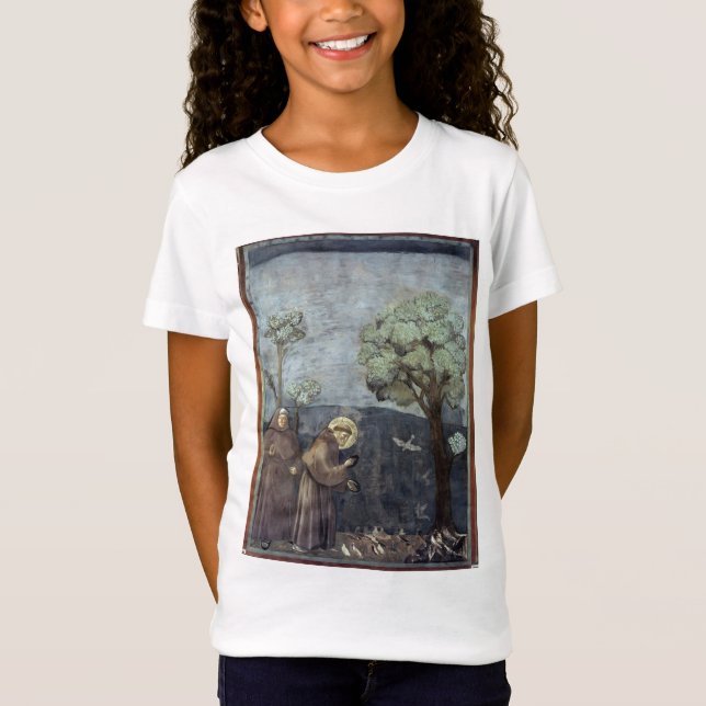T-shirts Giotto: St Francis que Preaching aos pássaros (Frente)
