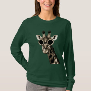 T-shirts Girafa com os óculos de proteção dos óculos de