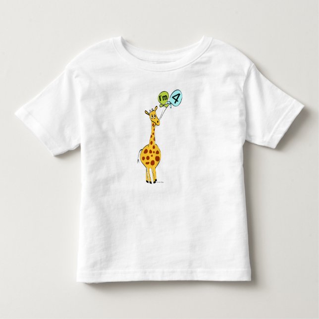 T-shirts Girafa de 4º aniversário (Frente)
