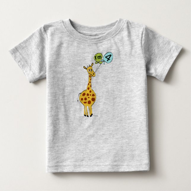 T-shirts Girafa de 4º aniversário (Frente)