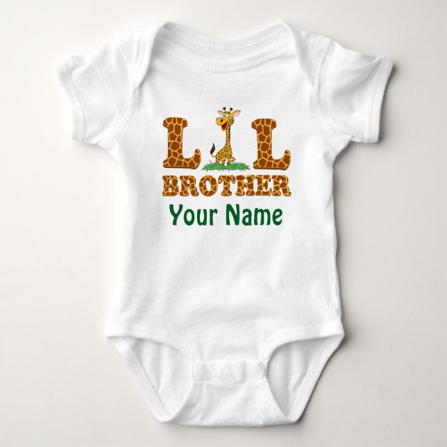 T-shirts Giraffe Little Bother Personalizado Com Seu Nome (Frente)