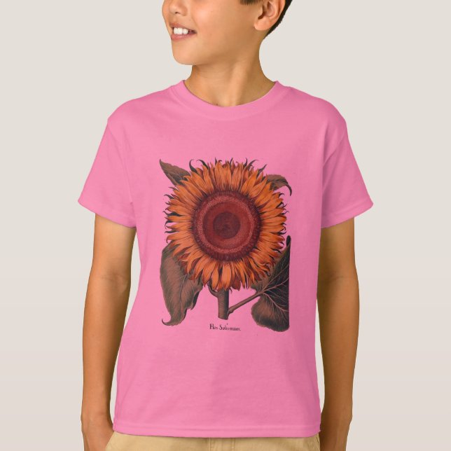 T-shirts Girassol Vintage Damask Flower Art (Frente)