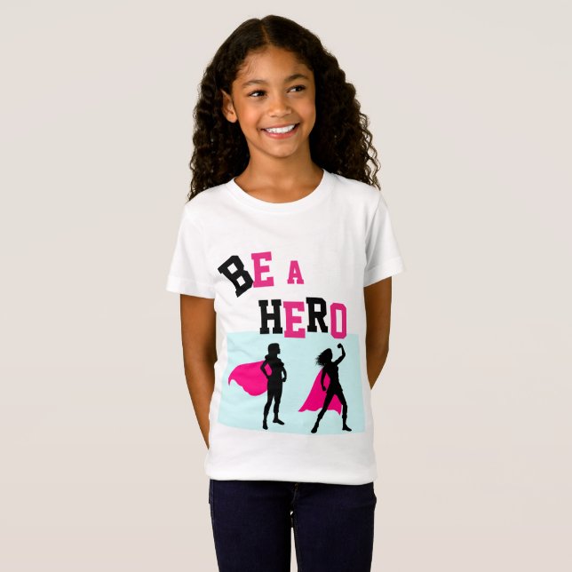 T-shirts #GirlPower Super Hero Tee for Girls - Nome ADD (Frente Completa)