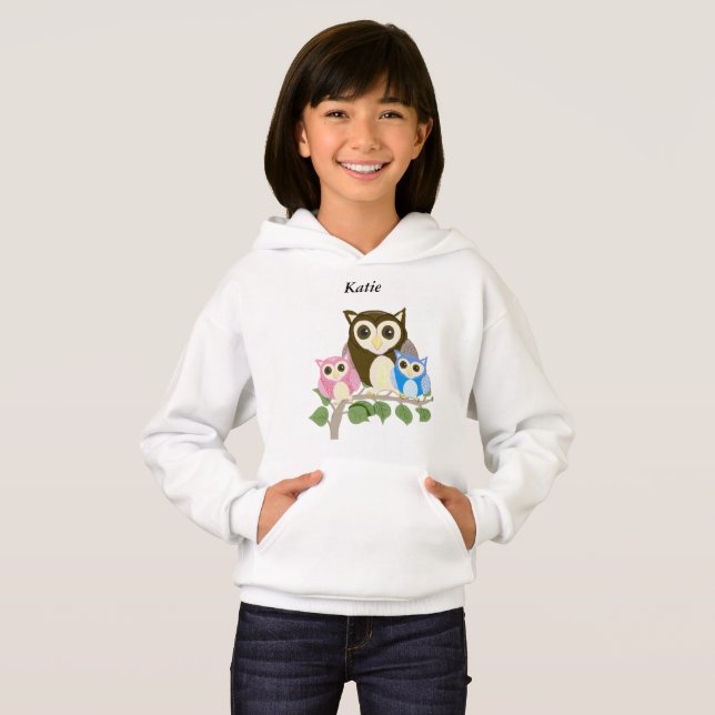 T-shirts Girls editable Owl (Frente Completa)