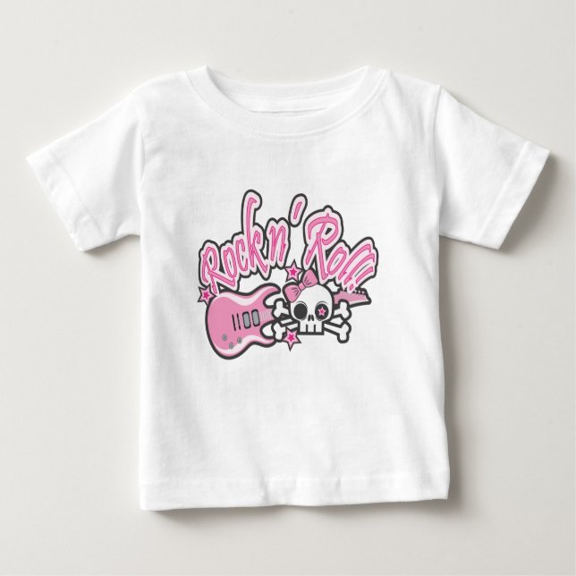 T-shirts Girly Rock n' Roll Skull (Frente)