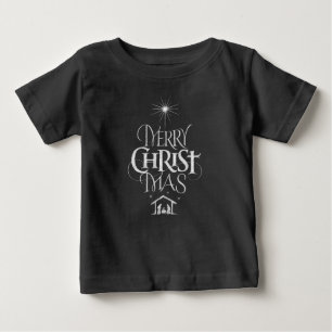T-shirts Giz Negro de Natal Religioso do Cristo Mas