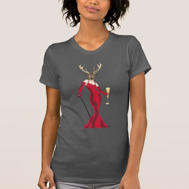 T-shirts Glamor Deer em Vermelho (Frente)