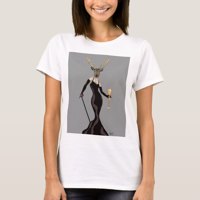 T-shirts Glamor Deer no Preto 2 (Frente)