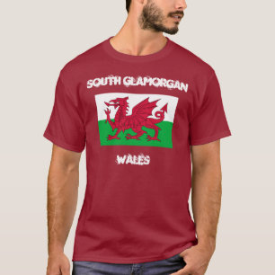 T-shirts Glamorgan sul, Wales com bandeira de Galês