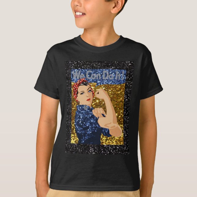 T-shirts glitter rosie, o rivete (Frente)