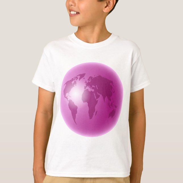 T-shirts Globo cor-de-rosa do mundo (Frente)