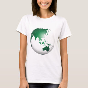T-shirts Globo verde de Ásia Austrália Oceania