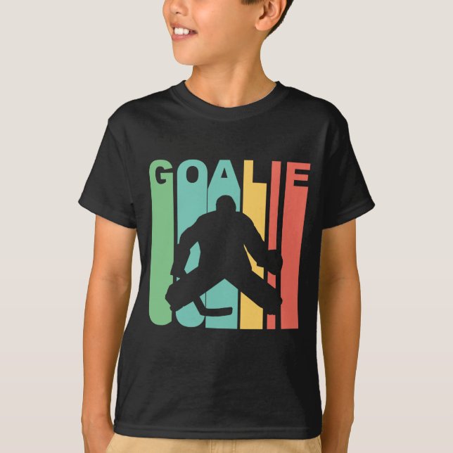 T-shirts Goalie retro do hóquei (Frente)
