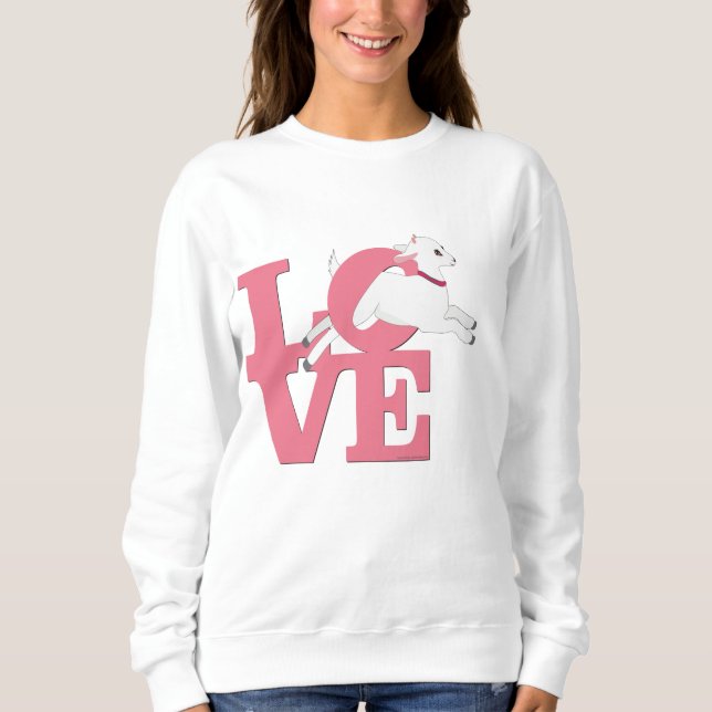 T-shirts GOAT LOVER | BABY PINK Goat L O V E - Cabra branca (Frente)