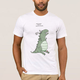 T-shirts godzilla e uma alienígena: ajuda dos amigos