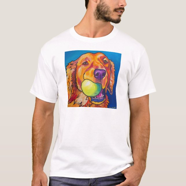 T-shirts Golden retriever com bola (Frente)