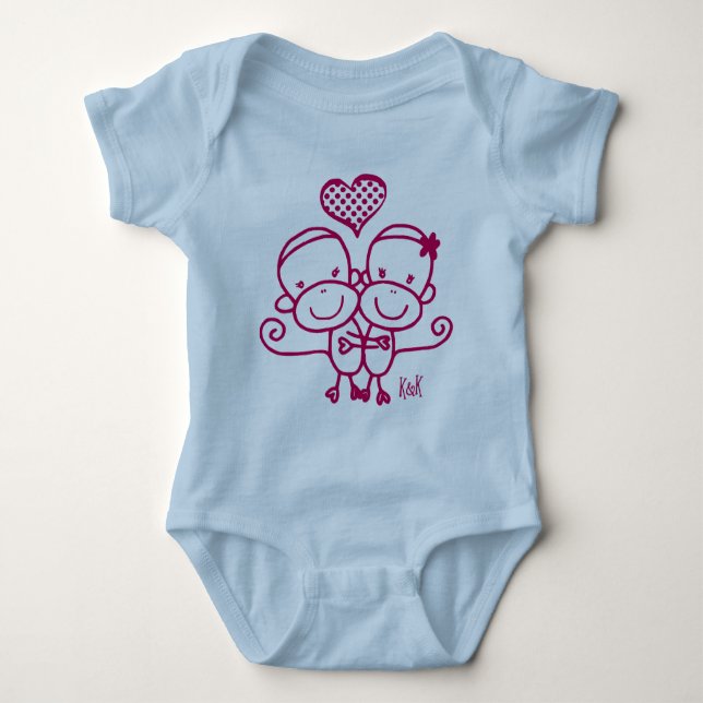 T-shirts Golpeie o rosa infantil da cereja do ~ do Bodysuit (Frente)