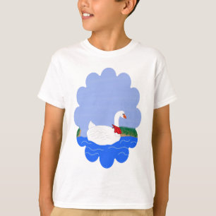 T-shirts Goose White em Lake Cartoon Art