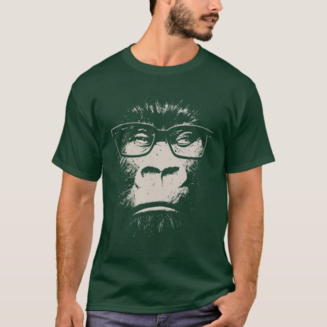T-shirts Gorila do hipster com vidros (Frente)