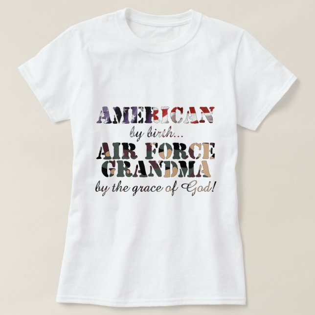 T-shirts Graça de deus da avó da força aérea (Frente do Design)