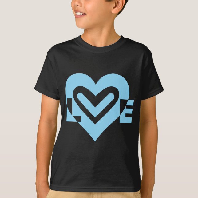 T-shirts Gráfico de amor bonito em azul (Frente)