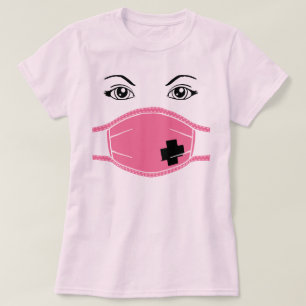 T-shirts Gráfico de Máscara Médica Rosa