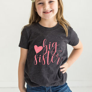 T-shirts Grande Irmã, impressão cor-de-rosa