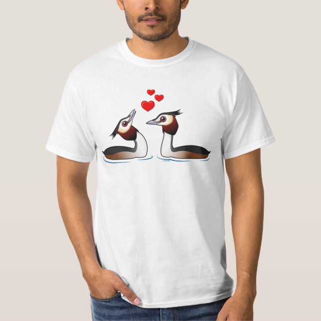 T-shirts Grandes Grebes com crista no amor (Frente)