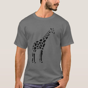 T-shirts Gravura de madeira do vintage do girafa