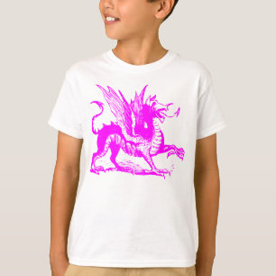 T-shirts Gravura do dragão - magenta