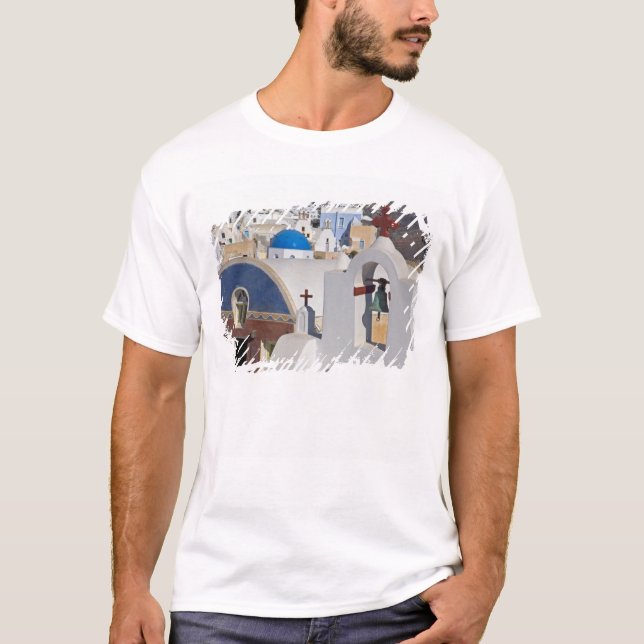 T-shirts Grécia e Ilha Grega de Santorini cidade de Oia 5 (Frente)