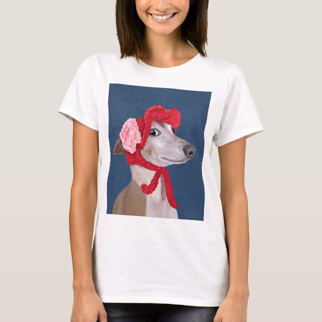 T-shirts Greyhound com Red Wooly Hat (Frente)