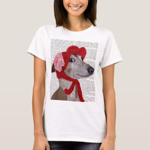 T-shirts Greyhound com Red Wooly Hat 2