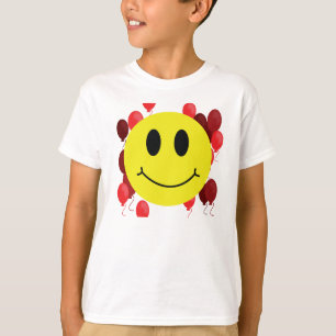 T-shirts Grin Face com Balões Vermelhos