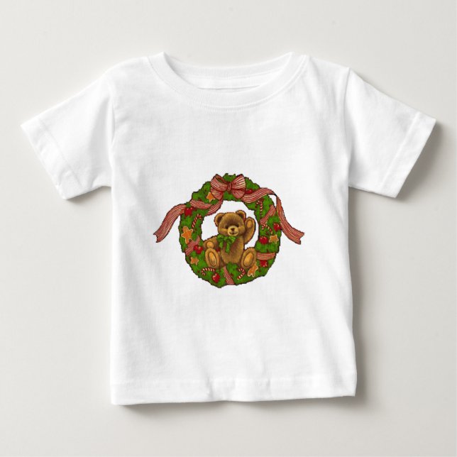 T-shirts Grinalda do urso de ursinho do Natal (Frente)