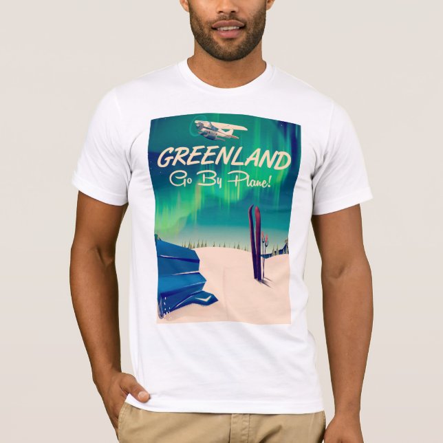 T-shirts Groenlândia: "Vá de avião!" (Frente)