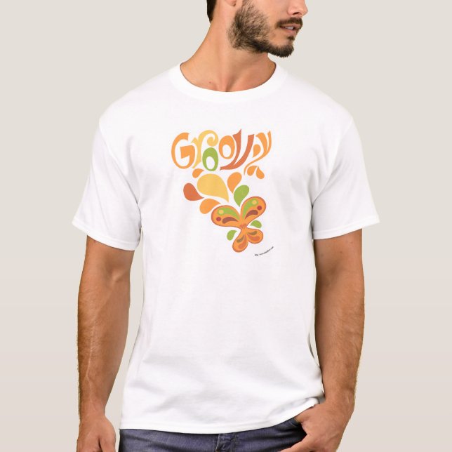 T-shirts Groovy 60 Hippie Illustrated Butterfly Design (Frente)