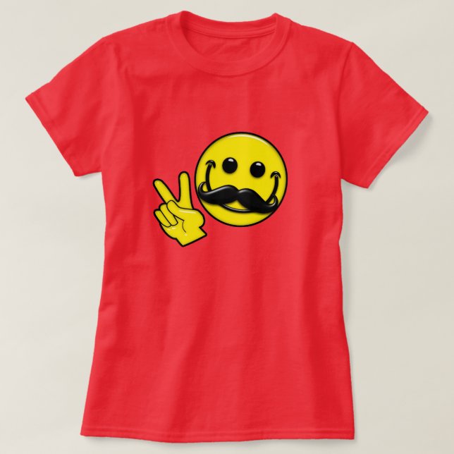 T-shirts Groovy Mustache Peace (Frente do Design)